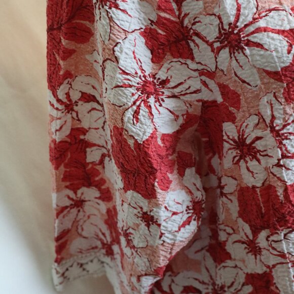 Cathy Daniels Women's Tunic Top Coral/White Floral 3/4 Sleeves Textured NWOT - Picture 4 of 7